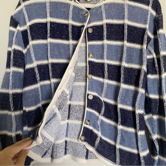 Vintage Best United Garment Company Window Pane Patterned Cardigan Cotton Size L - Picture 5 of 9